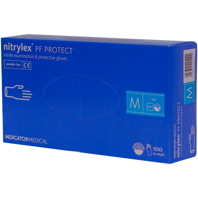 Manusi nitril nepudrate M albastre pentru examinare Nitrylex PF Protect Mercator